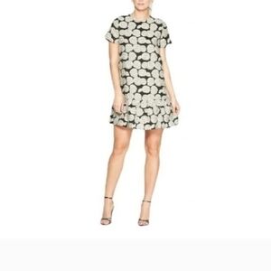 Who What Wear Floral Shift Dress Women M Black Lined Ruffle Flower Boho Hippie